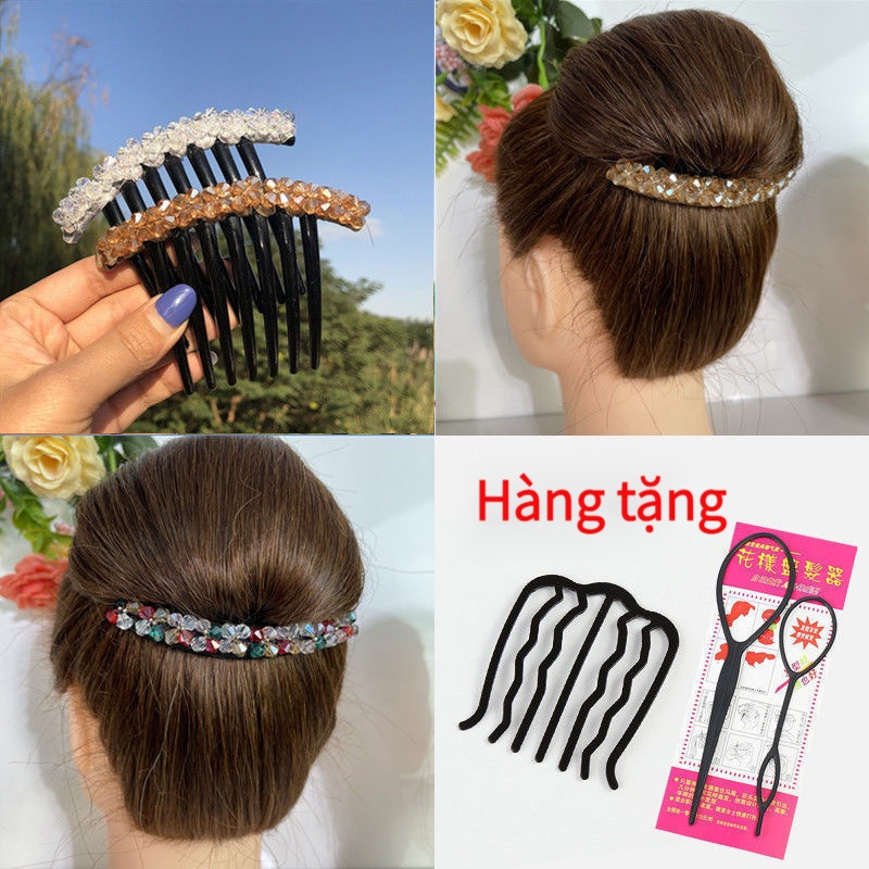 Lược Cài Tóc Đính Pha Lê Chống Trượt Phong Cách Nhật Hàn