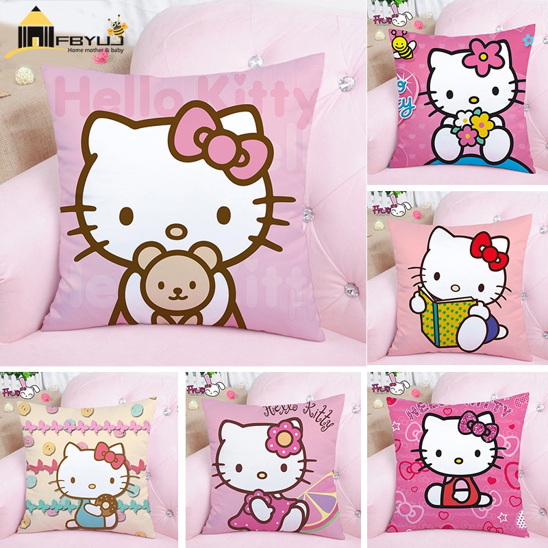 Vỏ Bọc Gối Đệm Sofa In Hình Hello Kitty Đáng Yêu Trang Trí Nhà Cửa/Văn Phòng