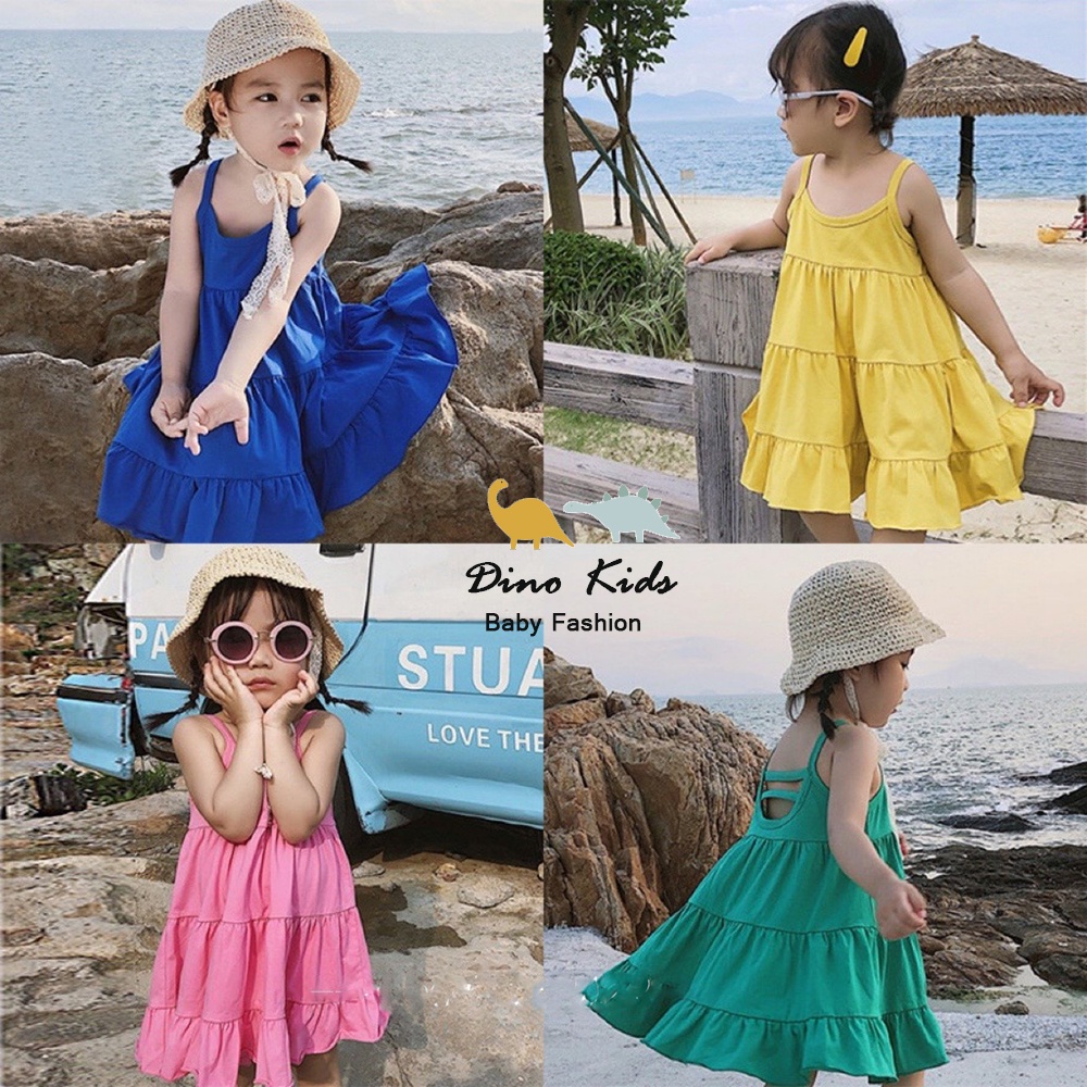 Váy maxi đi biển, váy maxi chất cotton đũi 4 màu siêu đẹp cho bé
