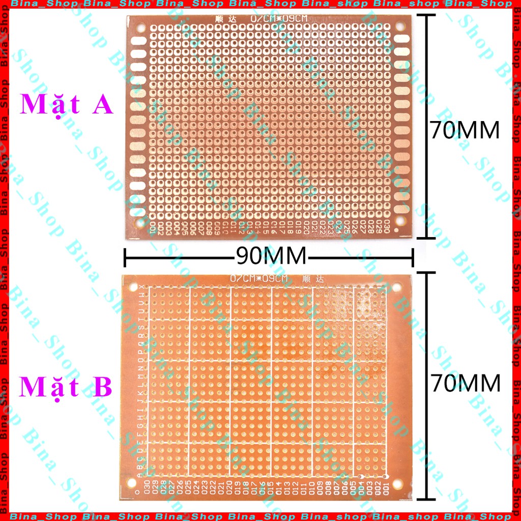 Phíp đồng đục lỗ PCB 5x7cm, 7x9cm, 9x15cm test board hàn mạch