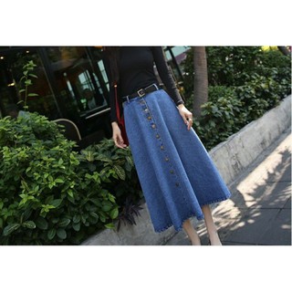 Chân váy bò dài dáng xòe