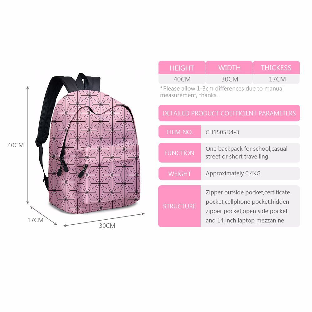 Balo Demon Slayer balo nữ đi học Anime nam Ba Lô Đi Học Cỡ Lớn In Hoạt Hình Nezuko Dễ Thương Cho Bé