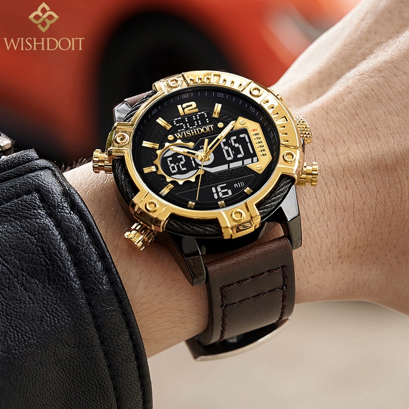 Đồng hồ WISHDOIT thạch anh có hai dạng hiển thị dùng khi bơi lội tập thể thao phong cách Âu Mỹ