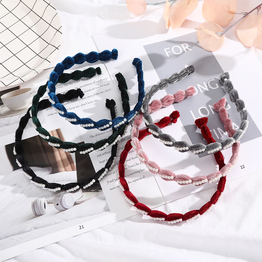 Băng đô nhung ngọc trai thời trang thu đông phong cách Hàn Quốc cho nữ