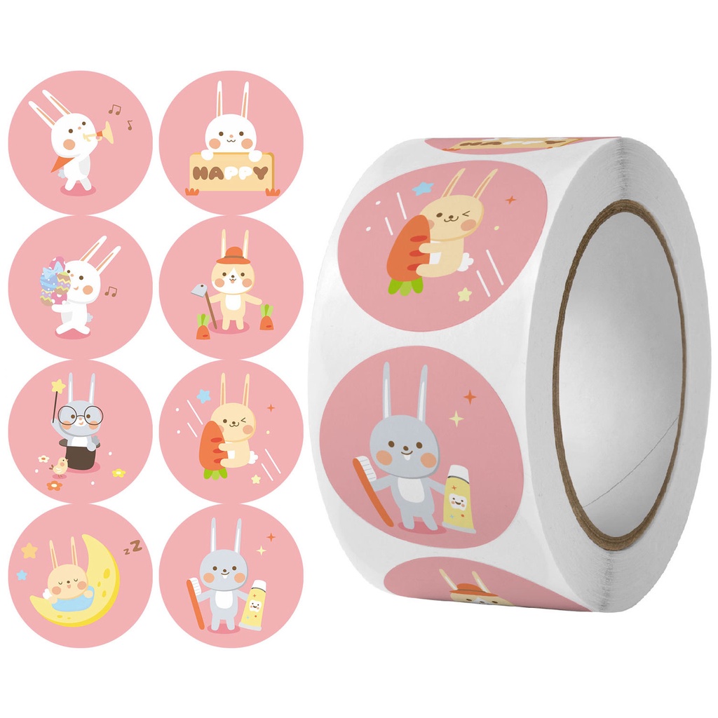XẢ HÀNG Cuộn 500 sticker dán nhãn tem thưởng học sinh hình động vật dễ thương