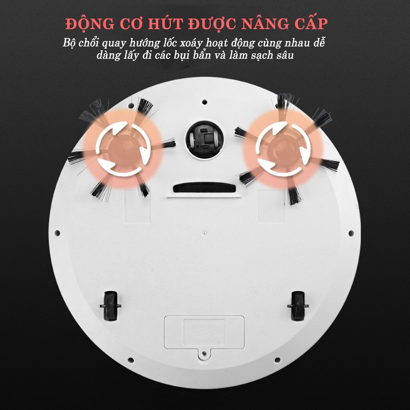 Robot Hút Bụi Và Lau Nhà Thông Minh Elas Home Super Clear Cao Cấp Có Cảm Biến Tránh Vật Cản