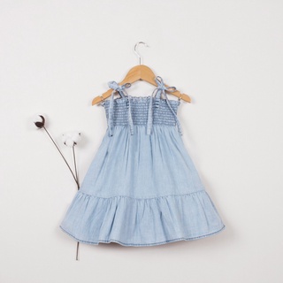 Đầm smocking denim 2 dây, bé gái, size nhí – Y165