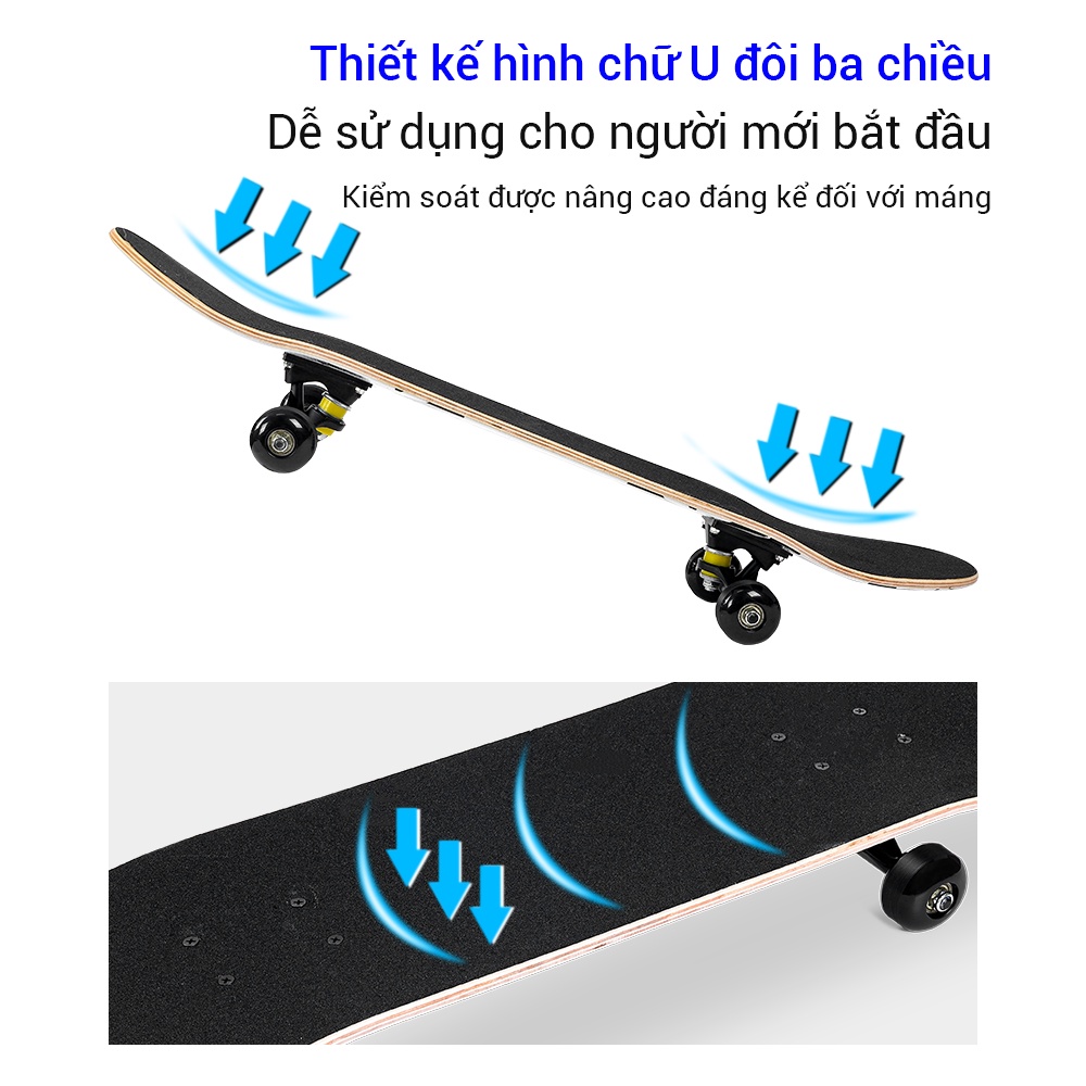 OneTwoFit  Nam và Nữ Teen dành cho Ván trượt người lớn 7 lớp gỗ Phong  ván trượt thể thao， Skateboard 80*20*13CM