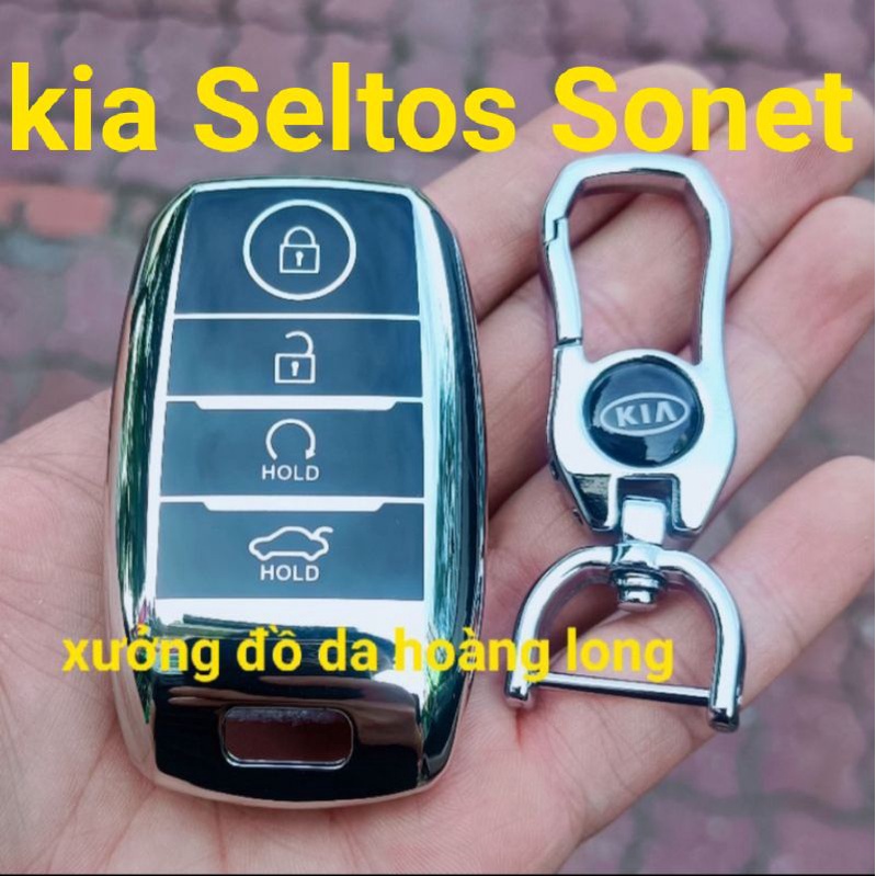Ốp chìa khoá KIA SELTOS , SONET mẫu mới 4 nút có đề nổ từ xa