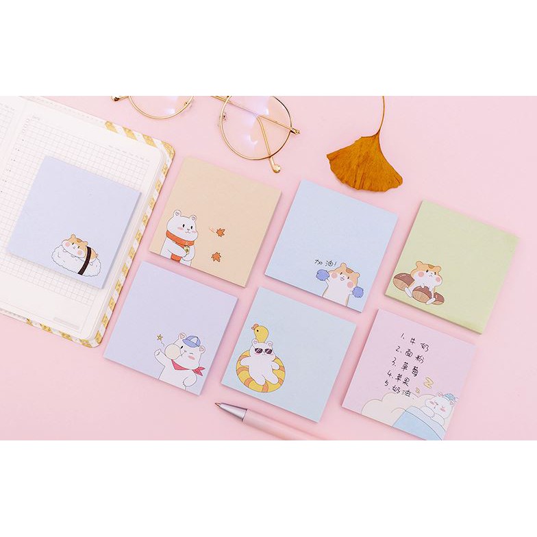 [Mã LIFEBOOK2 giảm 10% đơn 0Đ] Giấy ghi chú kích thước 7.2x7.2cm chuột hamster xinh xắn H96