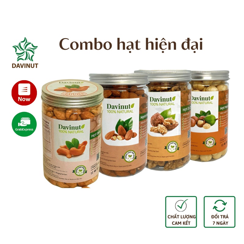 Combo mix các loại hạt dinh dưỡng cho bà bầu sấy khô Davinut 4 loại đã tách vỏ giảm cân