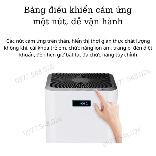 Máy lọc không khí 360 độ cao cấp Lõi lọc 5 lớp khử mùi diệt khuẩn Lưu lượng khí lớn 520m3/h làm sạch siêu nhanh HAPO