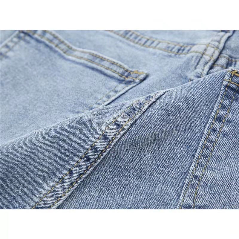 Bow knot split jeans women's spring and autumn style high waist new Korean version ins loose micro straight tube pants