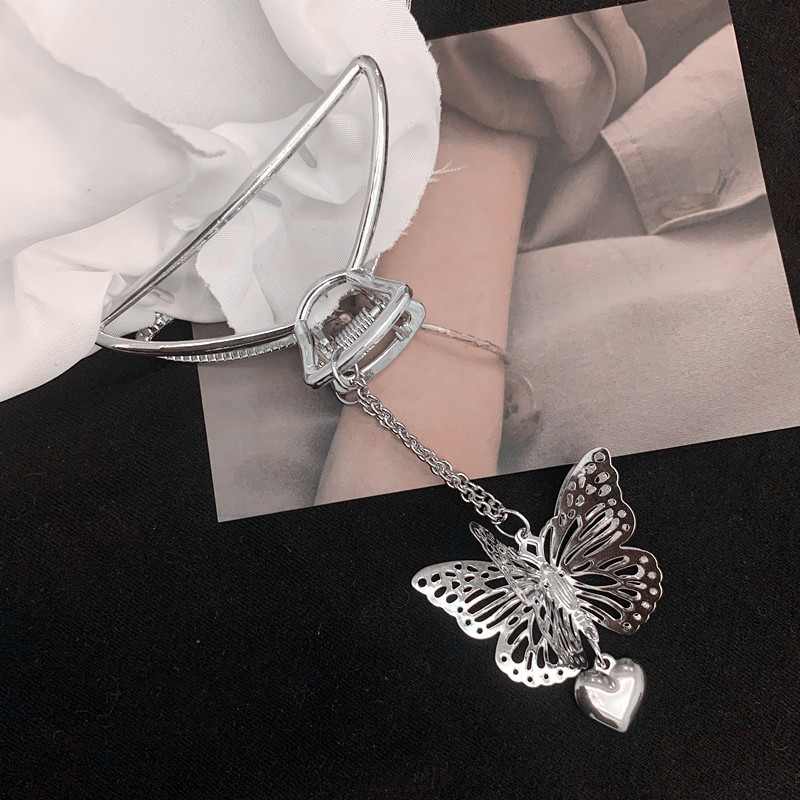 Kẹp Tóc Kim Loại Hình Bướm / Trái Tim Phong Cách Hàn Quốc