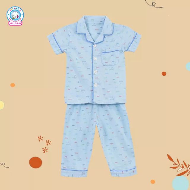 Bộ pyjama tay ngắn bé trai Hello BB (còn màu như ảnh bìa)