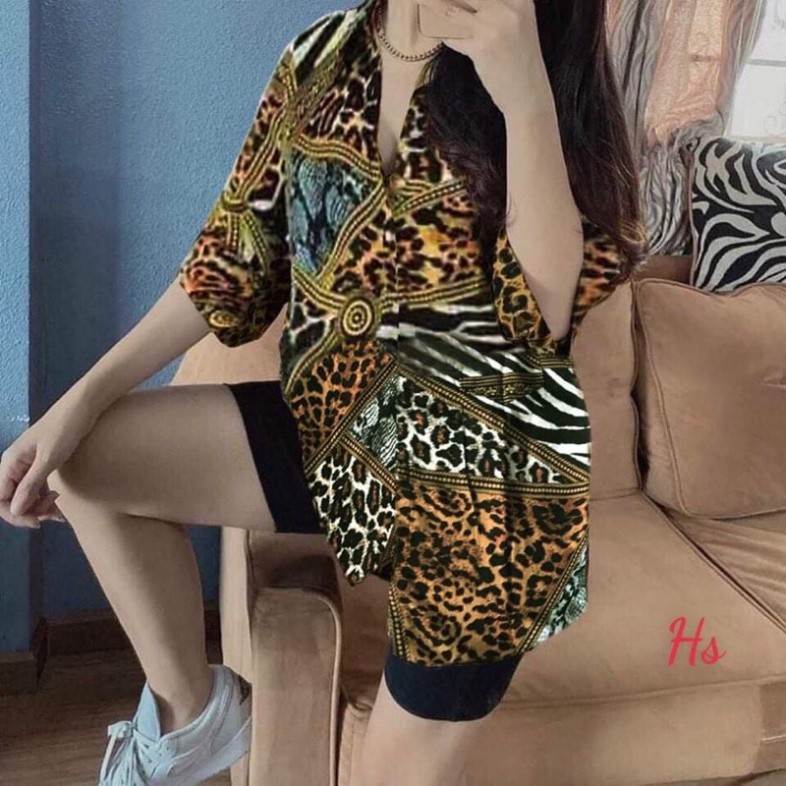 Bộ áo sơ mi hoa văn + quần legging HSU0621