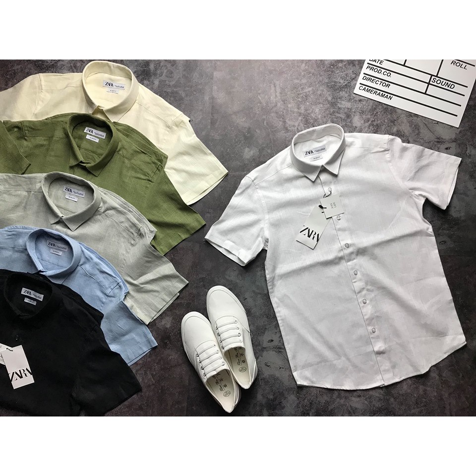 Áo Sơmi Đũi Cổ Bẻ Tay Ngắn