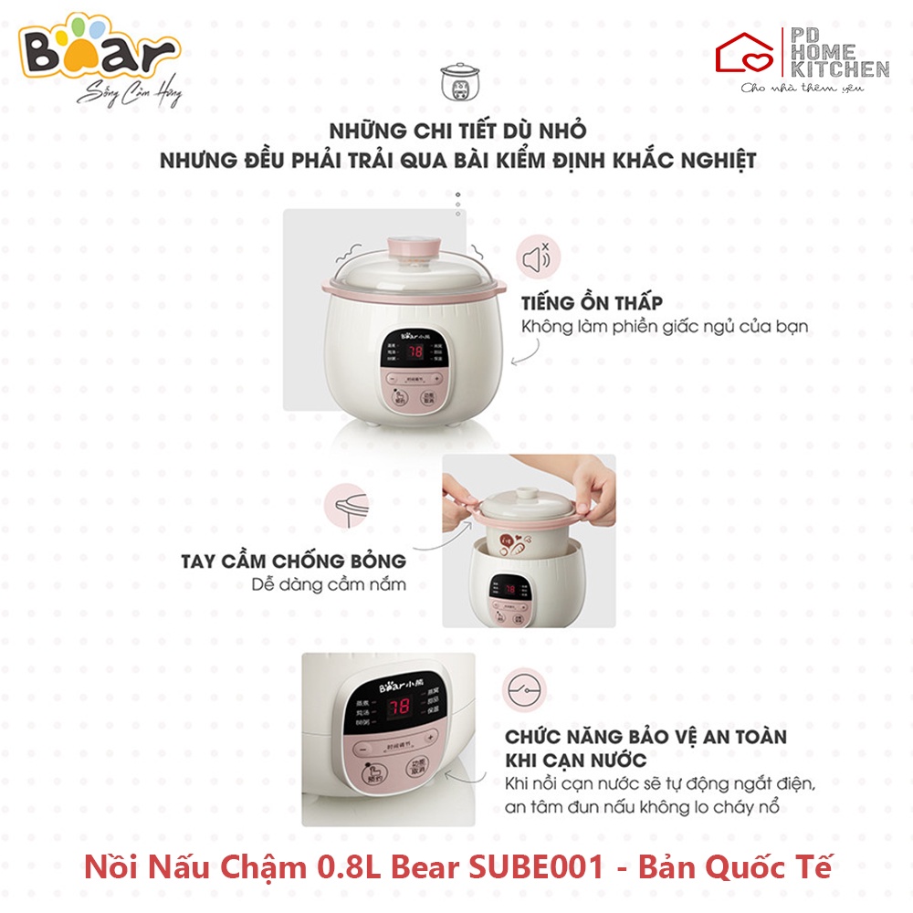 [BH CHÍNH HÃNG 12T] Nồi Nấu Cháo Chậm Tự Động Bear Thồng Minh Đa Năng, hấp hầm, ninh, chưng cách thủy, lõi sứ, hẹn giờ