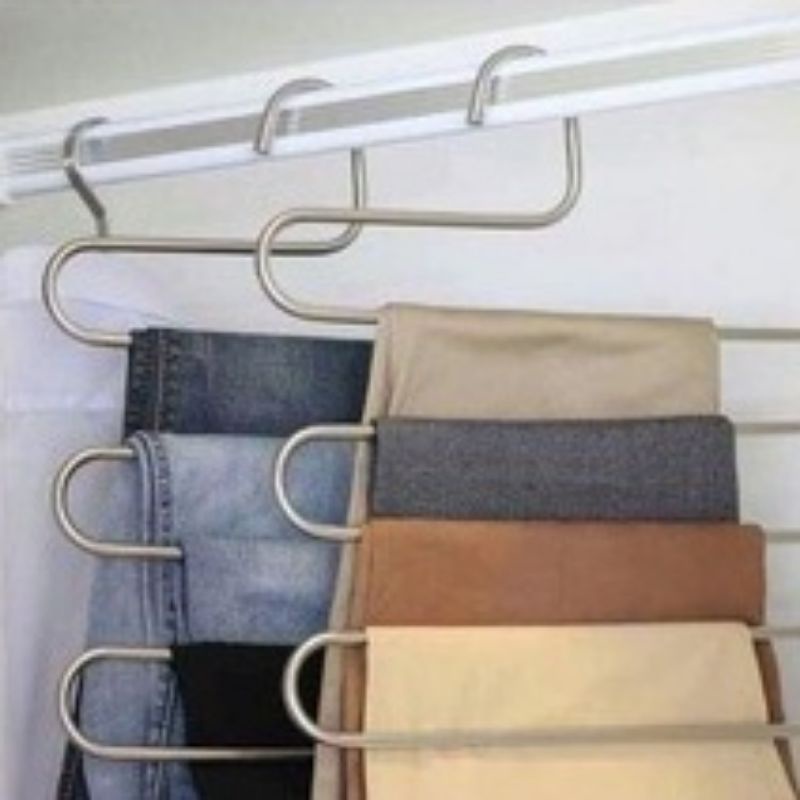 Mắc treo quần áo, túi xách, khăn 5 tầng inox thông minh không gỉ