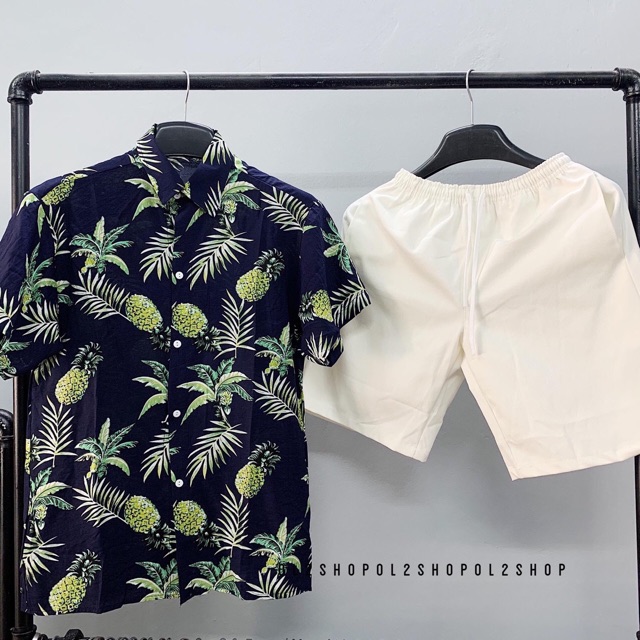 Váy trễ vai bèo ngực - set đồ đôi hoa quả đi biển đi chơi