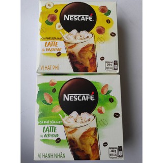 Cà phê sữa hạt Latte vị Hạt Phỉ/ Hạnh nhân Nescafe hộp 10 gói x 24g