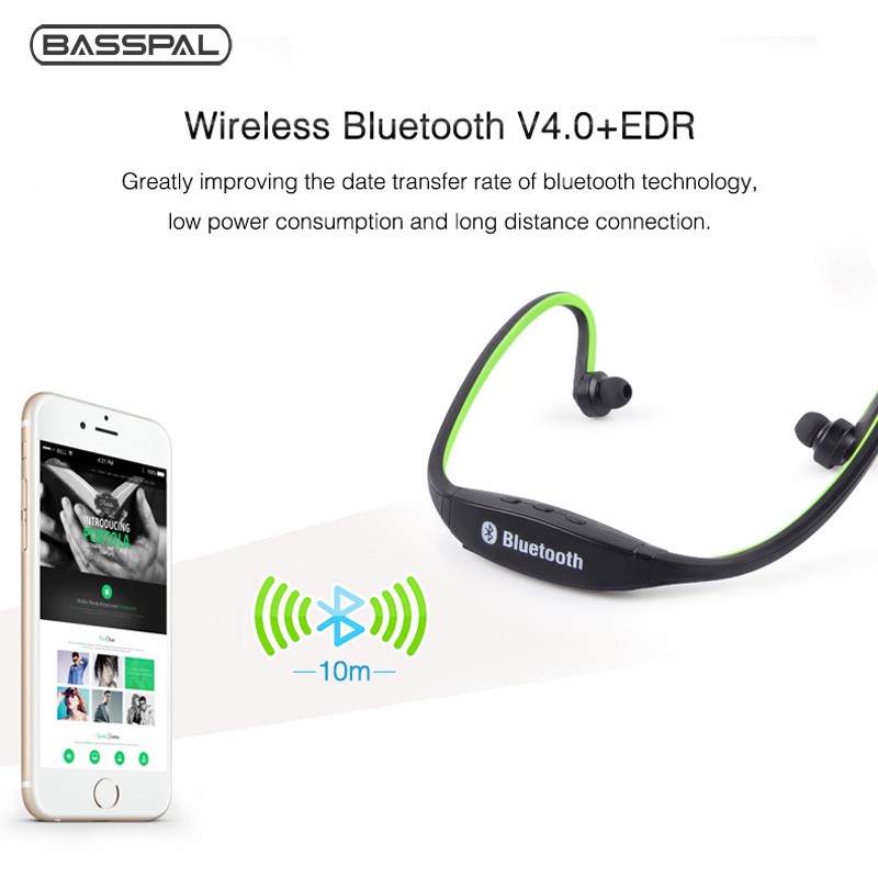 Tai nghe Basspal S9 bluetooth không dây phong cách thể thao có micro hỗ trợ thẻ TF / SD