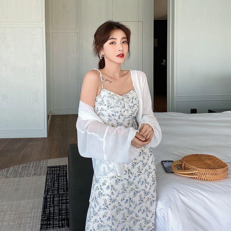 Đầm voan hoa hai dây thời trang mùa hè hàn quốc dành cho nữ