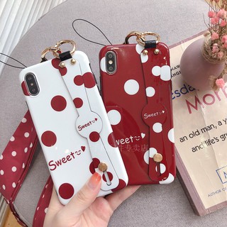 Ốp Điện Thoại Họa Tiết Chấm Bi Có Dây Đeo Tay Cho Iphone 6 6 S 7 8 Plus X Xr Xs Max 11 Pro Max