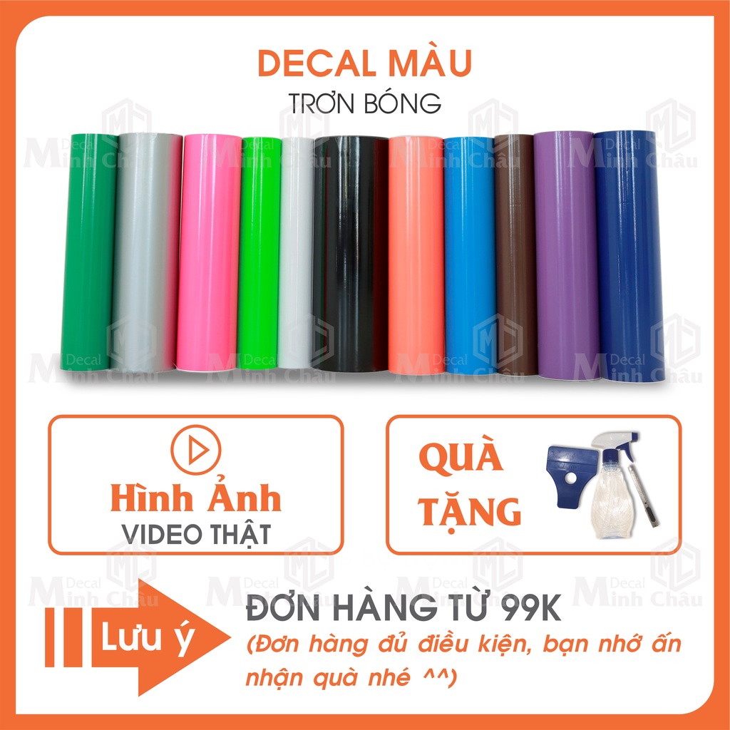 Decal dán tường Minh Châu đề can dán xe laptop tủ lạnh  giấy dán kính chống nắng màu trơn khổ 60cm cắt chữ quảng cáo