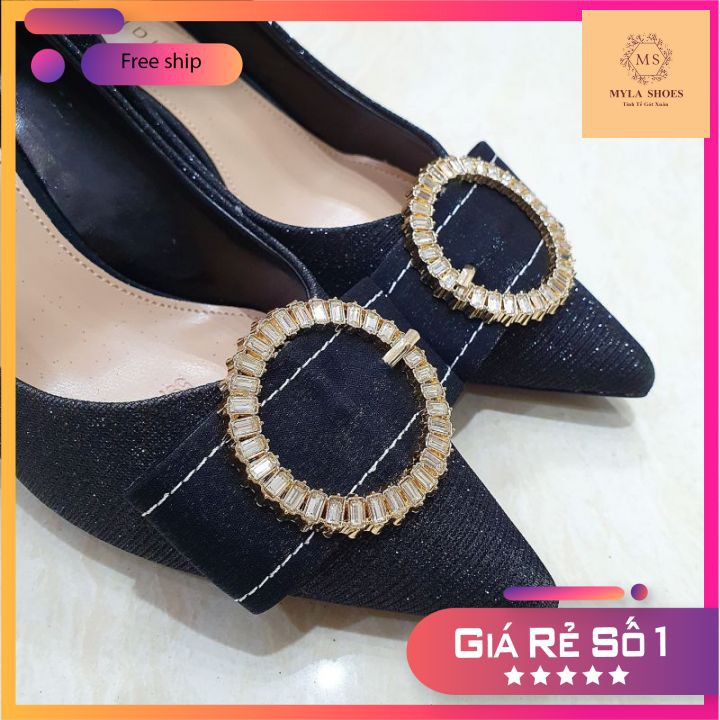 MYLA SHOES - Giày Cao Gót 5 Phân Kim Tuyến Khoá Tròn VNXK