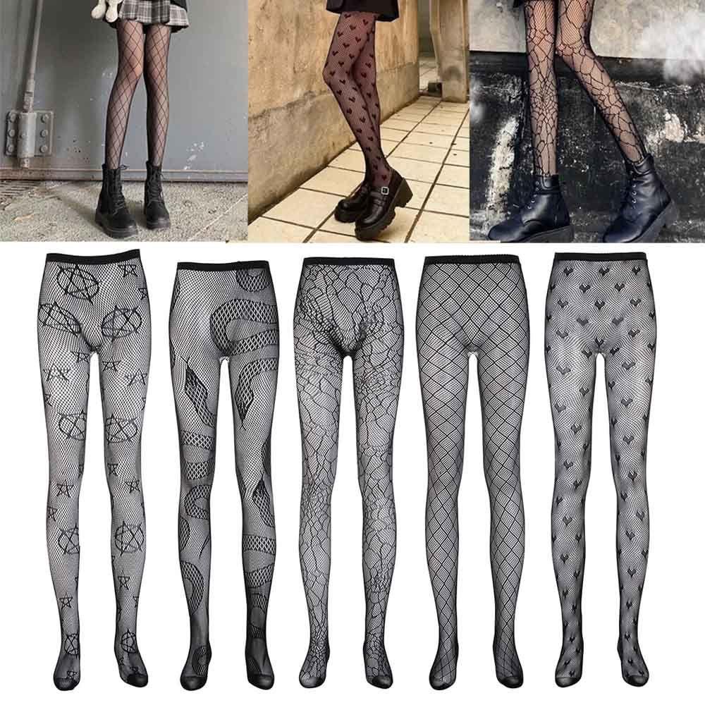 1 Quần Tất Lưới Rỗng Phong Cách Gothic Gợi Cảm Cho Nữ