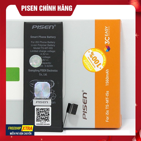 Pin Pisen iPhone 5S/5C - Hàng Chính Hãng Bảo Hành Toàn Quốc