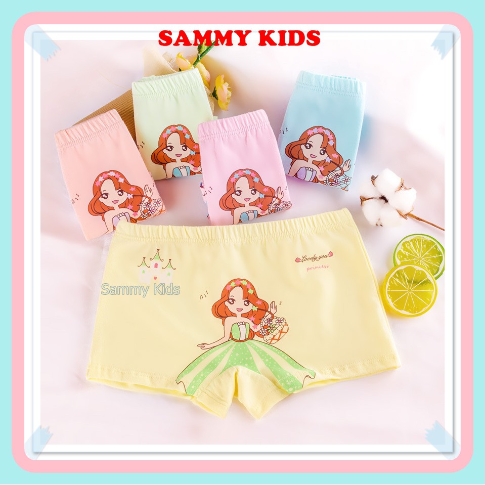 Quần chip đùi, quần lót cotton họa tiết đáng yêu xinh xắn cho bé gái Sammy Kids