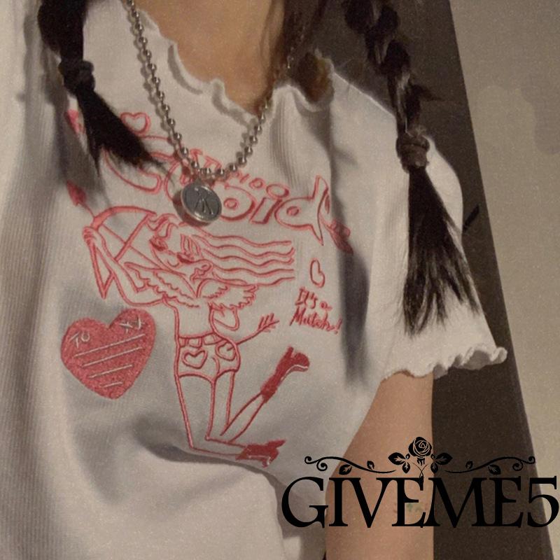 Áo Thun Lửng Ngắn Tay Thêu Họa Tiết Thời Trang Cho Nữ