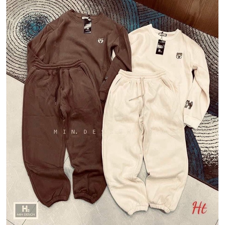 Bộ nỉ ngoại cún in tay H2B