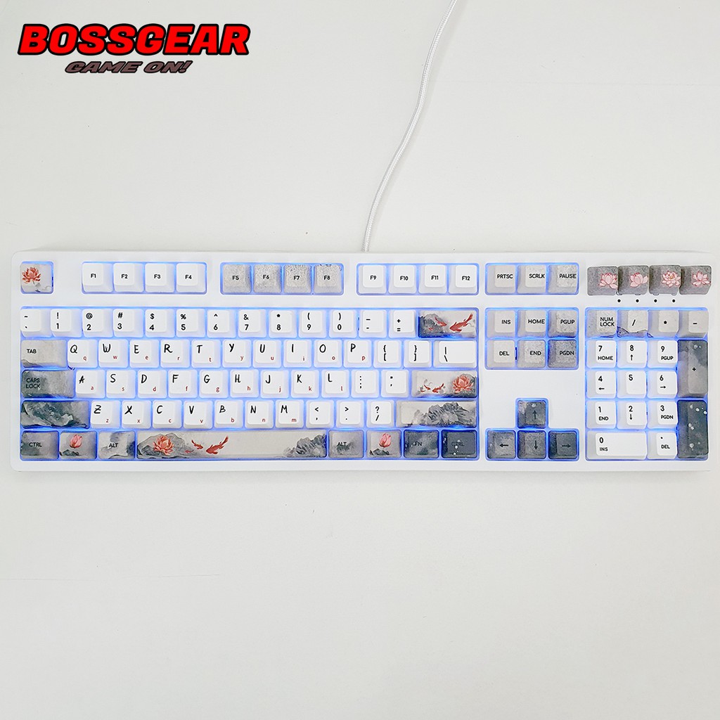 Keycap 108 Phím PBT Dye Sub 5 mặt Koi Lotus cực đẹp ( Thick PBT, OEM Profile, Ansi Layout)