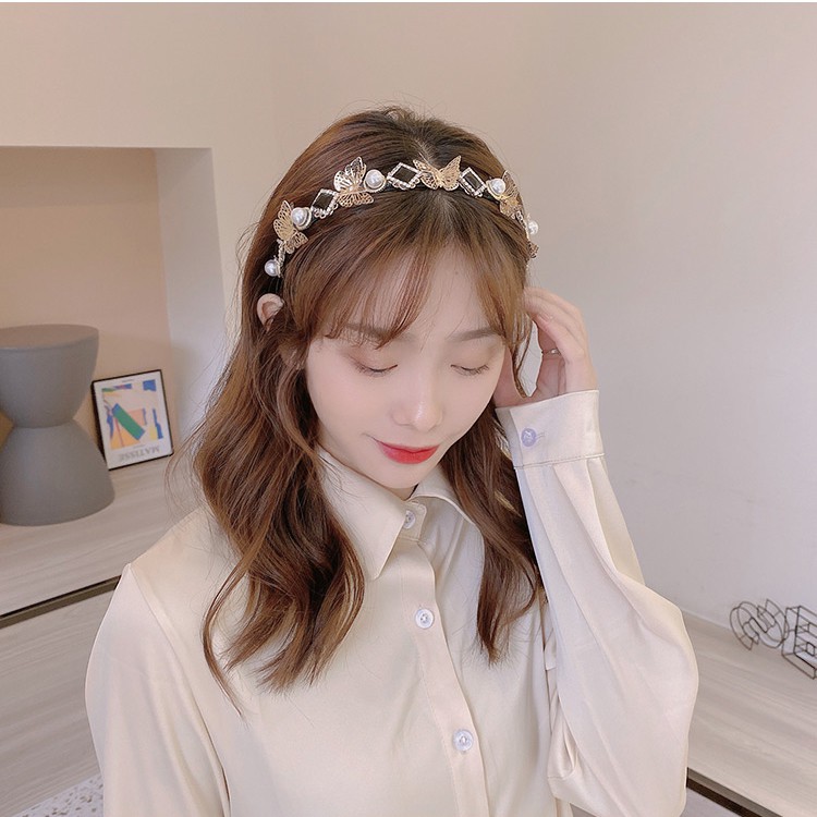 Băng đô Ngọc Trai / Kim Cương Nhân Tạo Khỏe Sang Trọng Tính Cách Thơi Trang Han Quôc