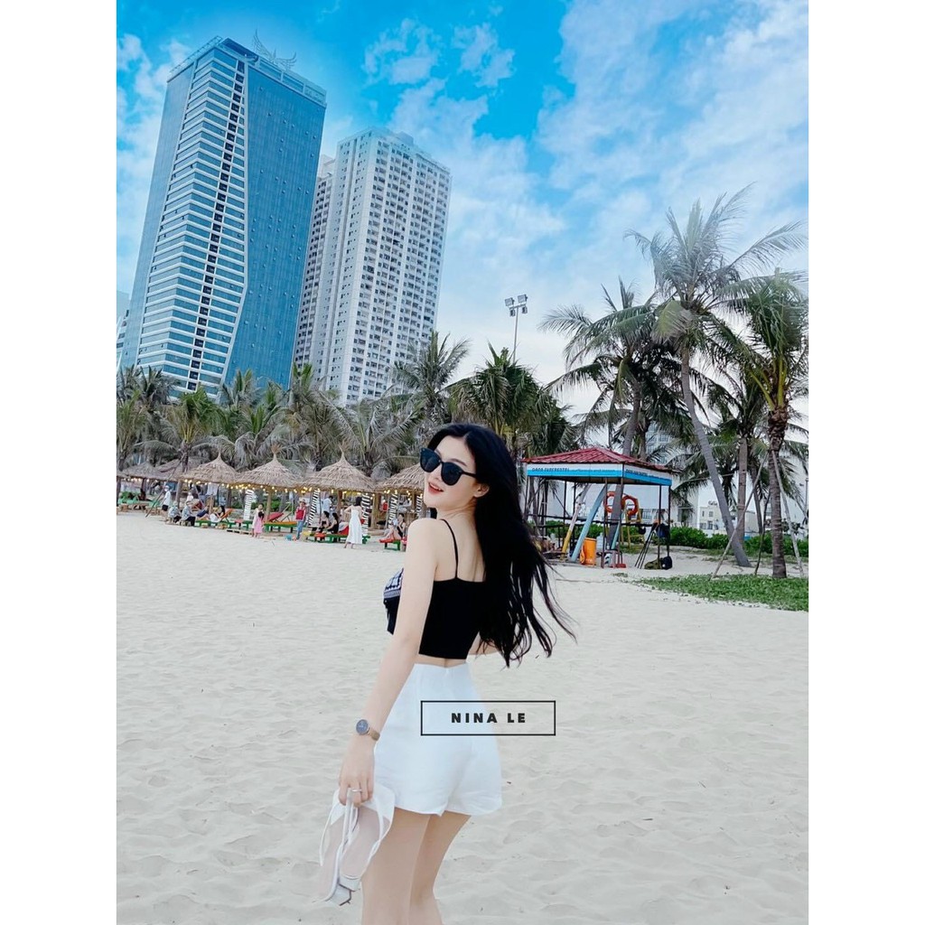 Áo 2 dây kiểu yếm họa tiết thổ cẩm tôn dáng xinh xắn chất bo tăm