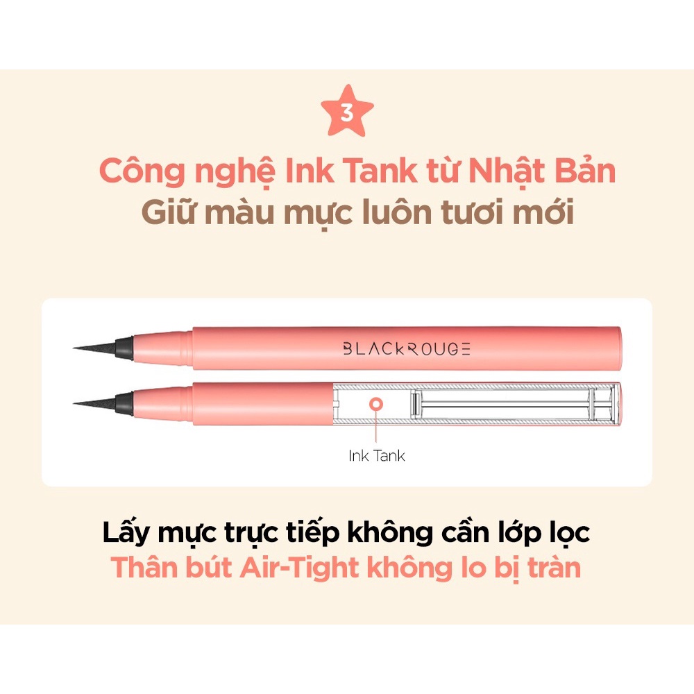 Kẻ mắt nước chống trôi không lem Black Rouge Power Proof Pen Liner