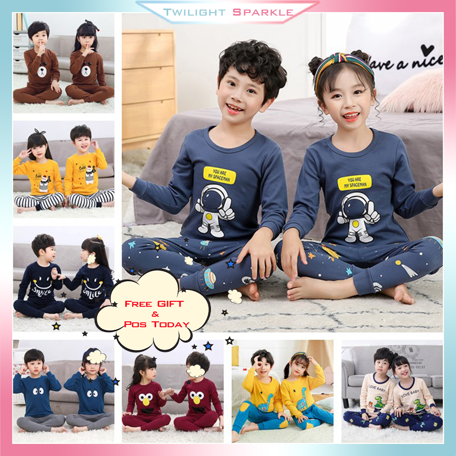 Bộ Đồ Ngủ Pijama 2 Món In Hoạt Hình Dễ Thương Cho Bé