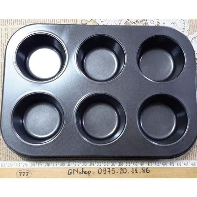 Khay nướng cupcake 6 lỗ to chống đính