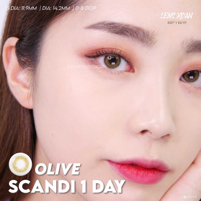 KÍNH ÁP TRÒNG 1 NGÀY SCANDI OLIVE CỦA OLENS: LENS XANH LÁ TRONG TỰ NHIÊN | LENS XOẮN