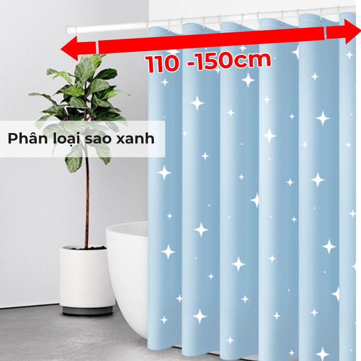 Bộ Rèm Và Thanh Treo nhà tắm không cần khoan tường chất liệu cao cấp chống nước tuyệt đối tiện lợi