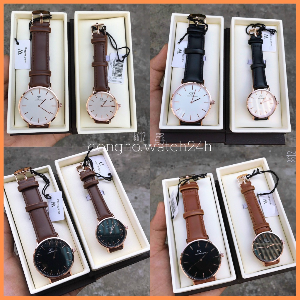 Đồng hồ nam, đồng hồ nữ, dây da DVV có 2 size full cặp, thiết kế sang trọng và trẻ trung nhất