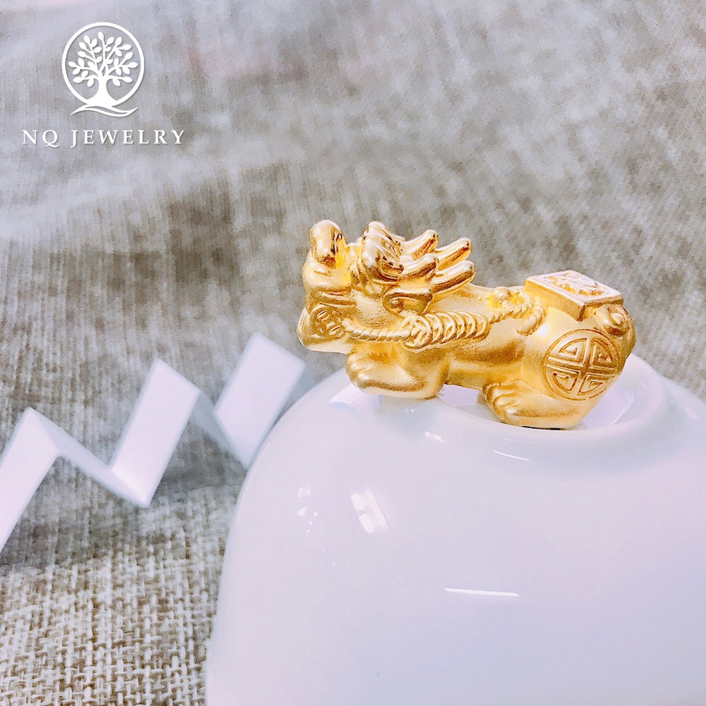 Charm bạc tỳ hưu mạ vàng xỏ ngang - NQ Jewelry