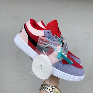 Giày jordan cổ thấp nam nữ, giày jd1 low đỏ kem mận hàng cao cấp full box