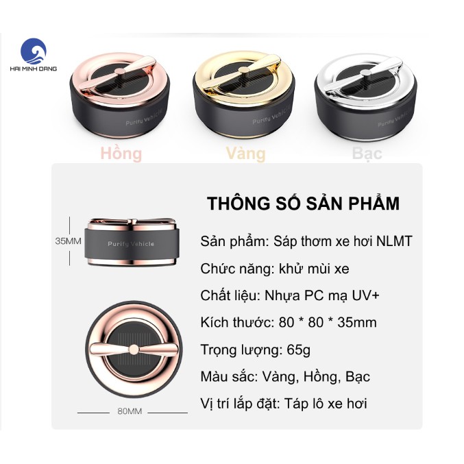 [FREE SHIP] Sáp thơm xe hơi khuếch tán bằng năng lượng mặt trời cao cấp