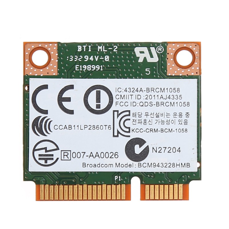 Card Không Dây 300m Wifi Bluetooth 4.0 Pci-E Cho Bcm943228Hmb Hp Sps 718451-001