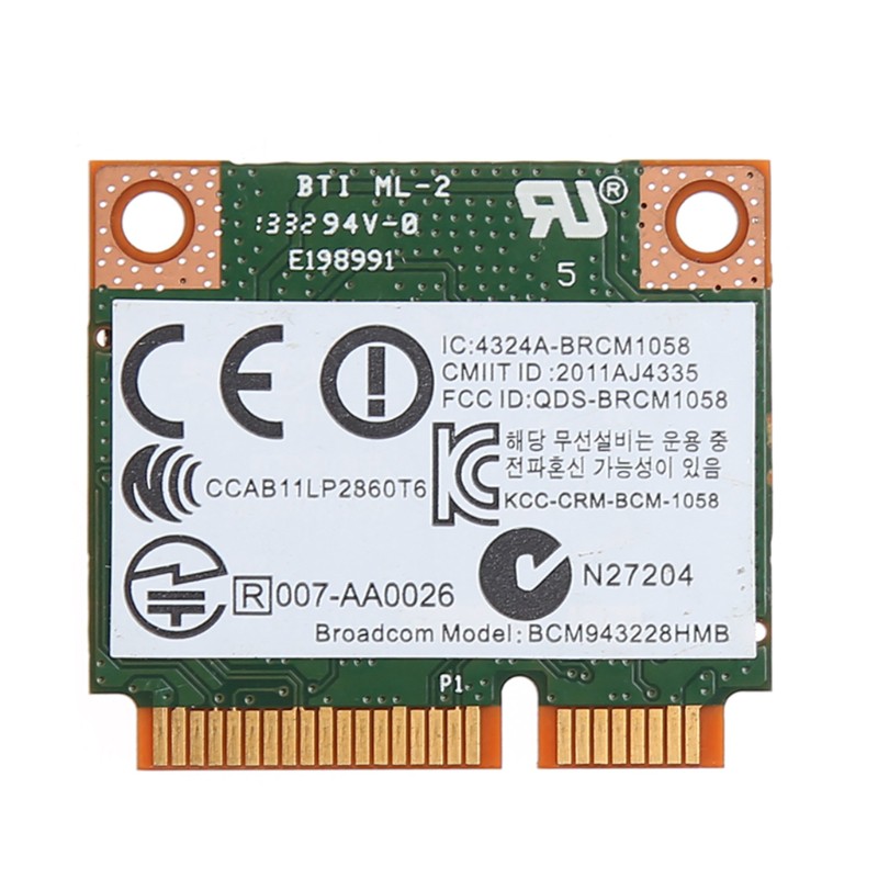 Card Không Dây Alli 300m Wifi Bluetooth 4.0 Cho Bcm943228Hmb Hp Sps 718451-001