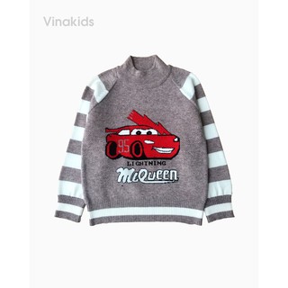 Áo len bé trai cổ cao 3 phân Vinakids họa tiết ô tô MC cho bé từ 2 tuổi đến 9 tuổi